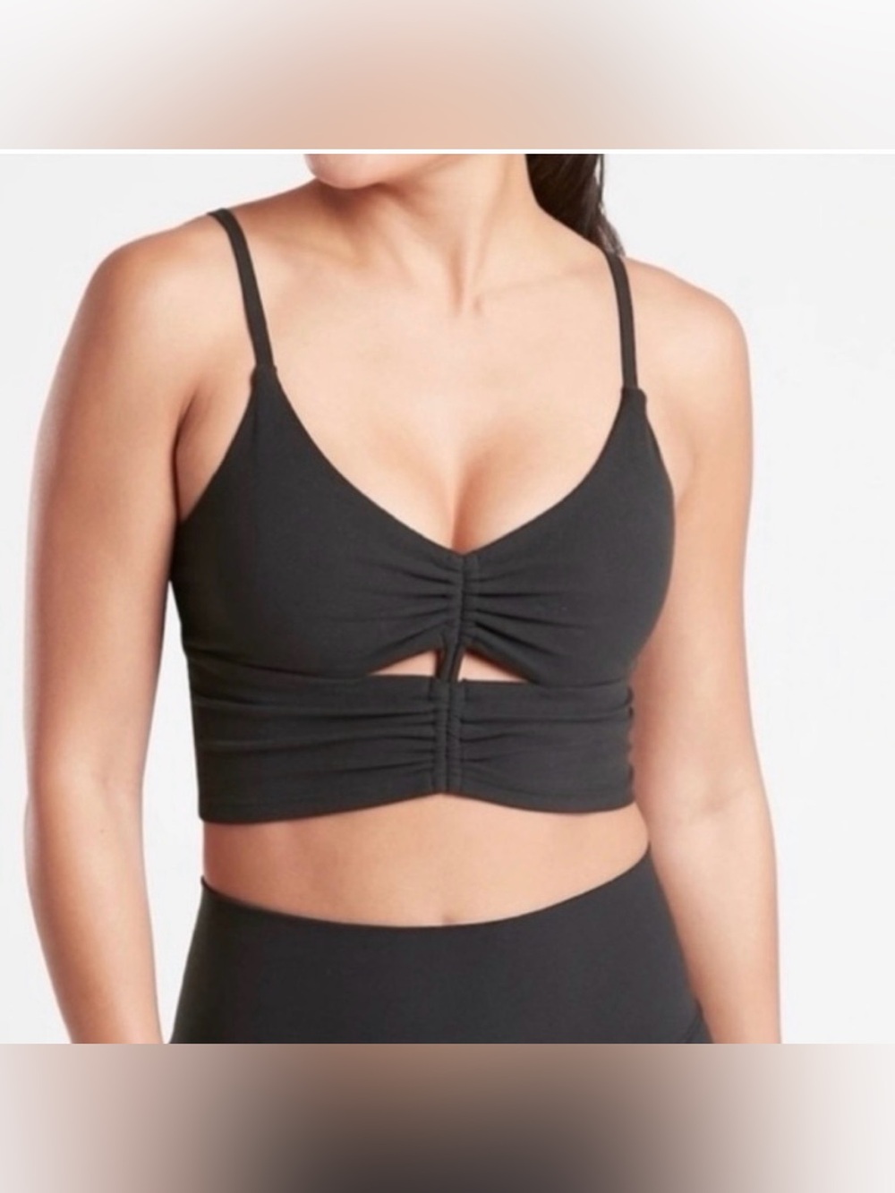 Athleta Cinch Long Line Sports Bra in Black Women’s Size S